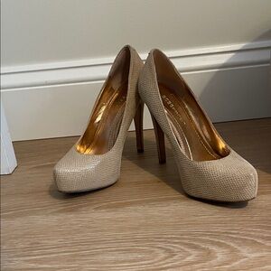 BCBG Textured Tan Heels